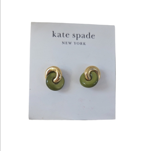 Kate Spade New York Gold and Light Green Interlocking Stud Earrings